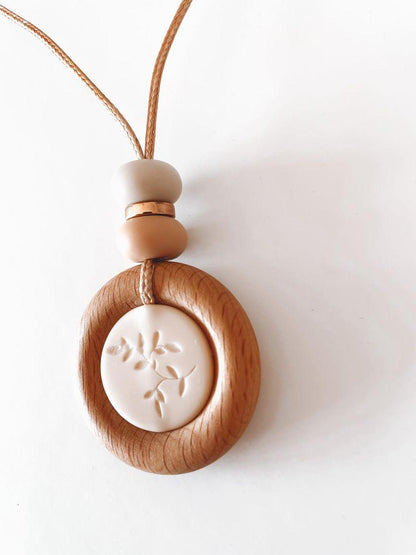 Fern Embossed Pendant - Bennie Blooms Breastfeeding, Teething and Fiddle Jewellery at its finest.