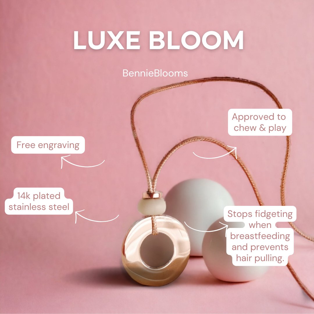 Luxe Bloom Feeding Necklace - Bennie Blooms Breastfeeding, Teething and Fiddle Jewellery at its finest.