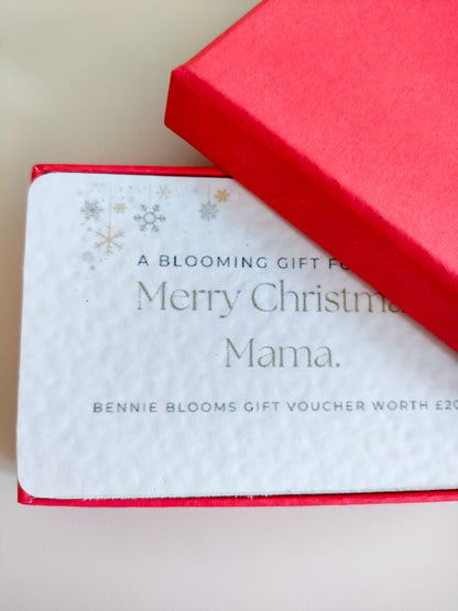 Mama Christmas Giftcard - Bennie Blooms Breastfeeding, Teething and Fiddle Jewellery at its finest.