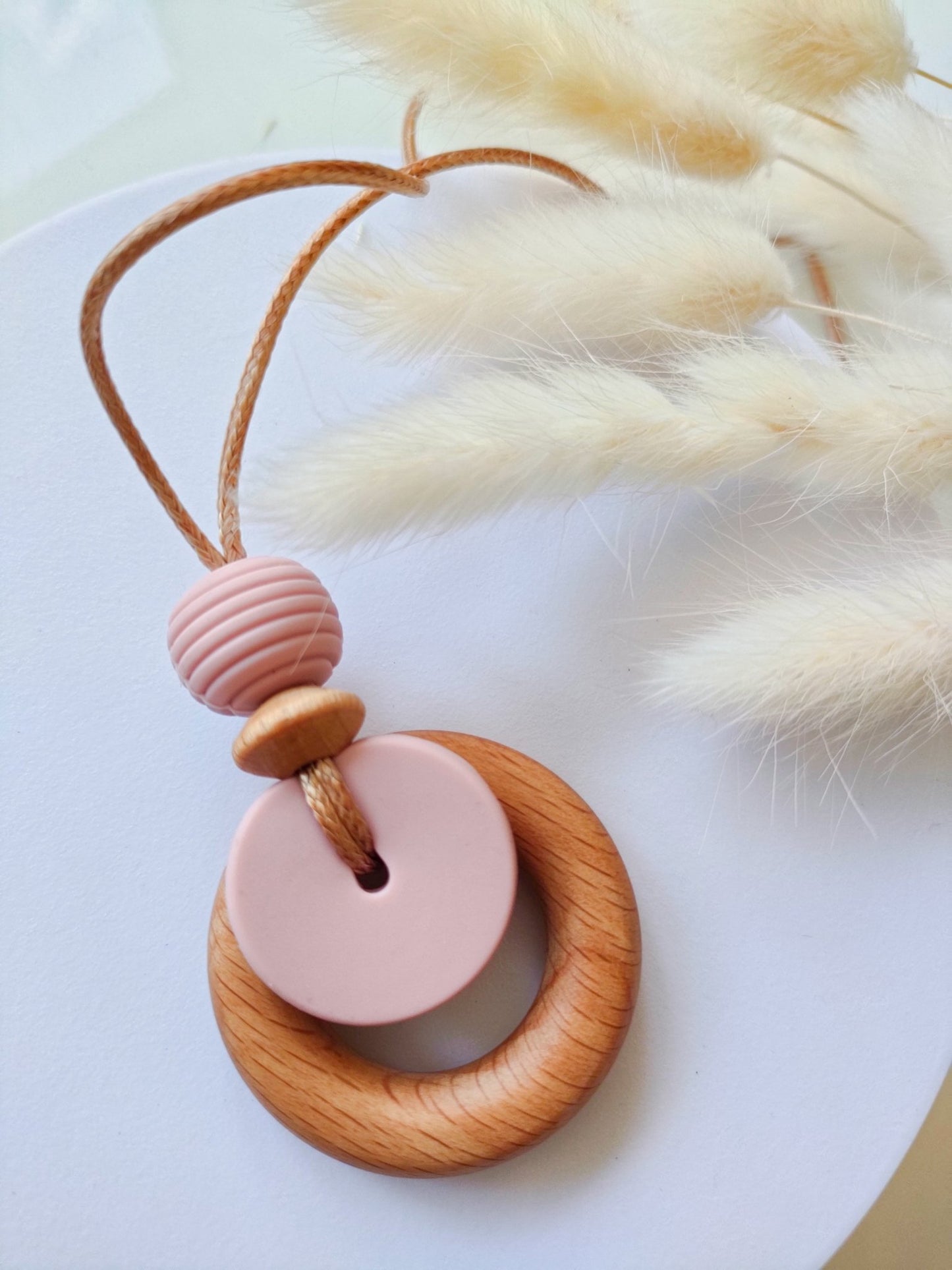 Old Pink Natural Pendant - Bennie Blooms Breastfeeding, Teething and Fiddle Jewellery at its finest.