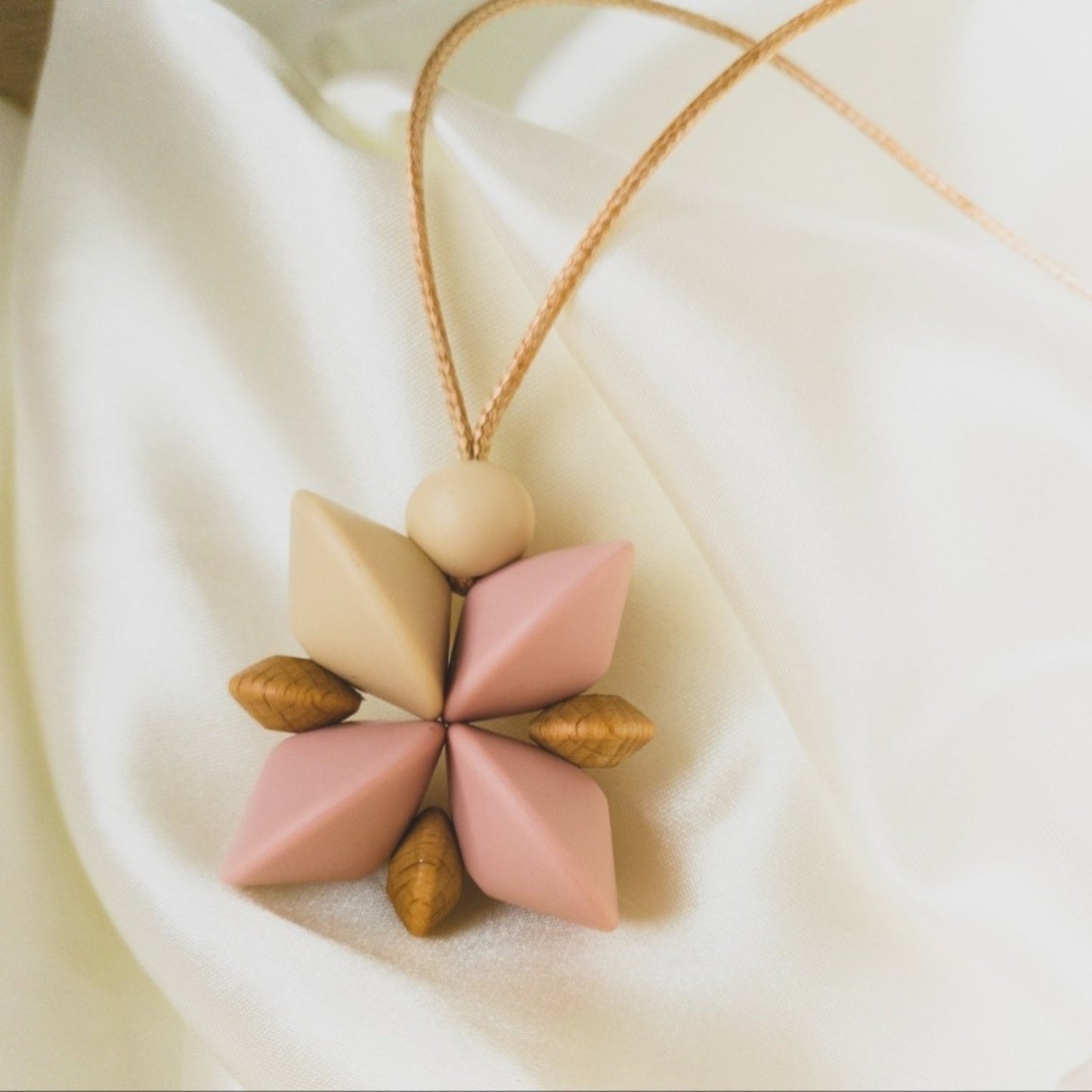 Pink Petal Bloom Pendant - Bennie Blooms Breastfeeding, Teething and Fiddle Jewellery at its finest.