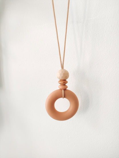 Textured Blush Natural Pendant - Bennie Blooms Breastfeeding, Teething and Fiddle Jewellery at its finest.